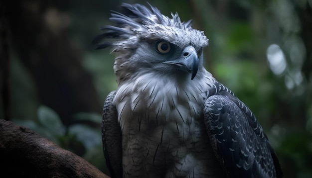 Free photo majestic bird of prey perching on branch generated by ai