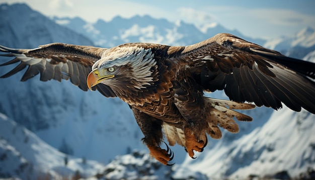 Free photo majestic bird soars high spreading wings capturing nature beauty generated by artificial intelligence