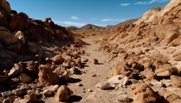 Majestic camel treks arid sandstone mountain range generated by AI