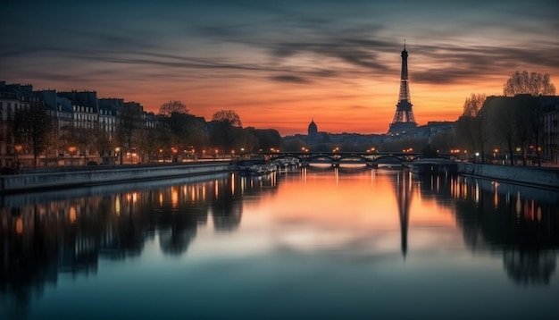 Free Photo majestic of french culture at dusk generated by ai