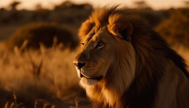 Free Photo majestic lioness in the african wilderness sunset generated by ai