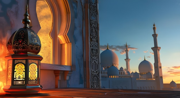 Free photo majestic mosque for islamic new year celebration with fantasy architecture