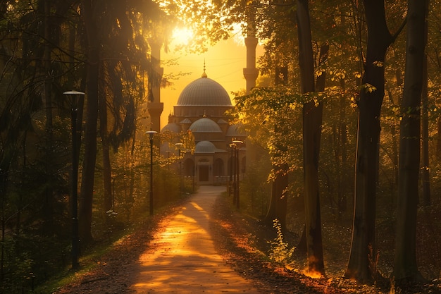 Free photo majestic mosque for islamic new year celebration with fantasy architecture