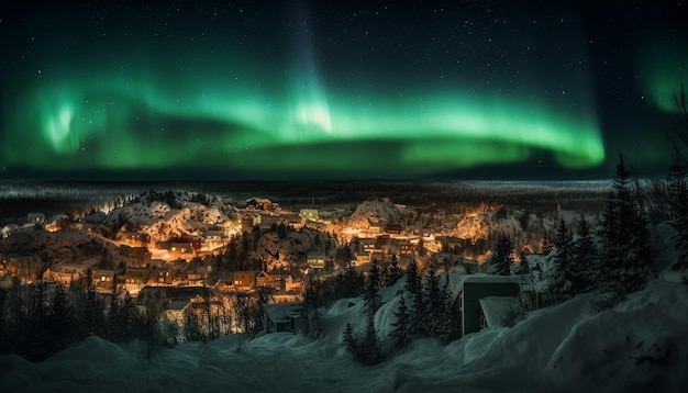 Majestic mountain landscape illuminated by starry sky generated by AI