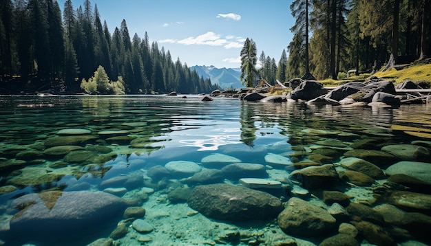 Free photo majestic mountain peak reflects in tranquil pond nature beauty generated by artificial intelligence