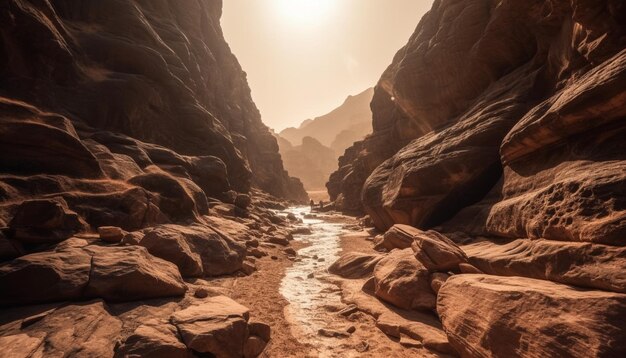 Majestic mountain range eroded rock formation tranquil scene generated by AI