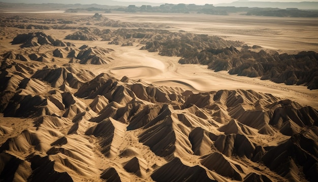 Free Photo majestic mountain range eroded sand dunes tranquil sunset generated by ai