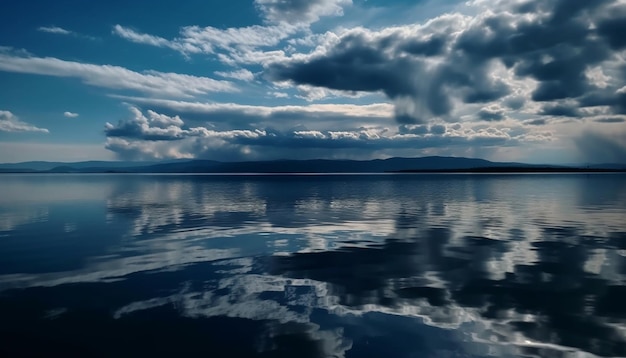 Free Photo majestic mountain range reflects in tranquil water generated by ai