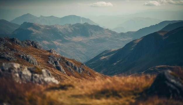 Majestic mountain range tranquil meadow autumn beauty generated by AI