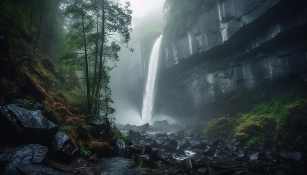 Free Photo majestic mountain range tranquil scene blurred motion generated by ai