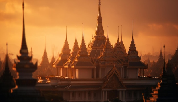 Majestic pagoda at dusk a spiritual journey generated by AI