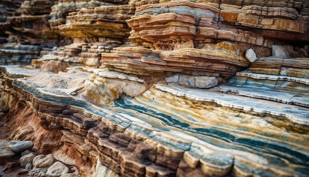 Majestic rock formation eroded by wave showcases natural beauty generated by AI