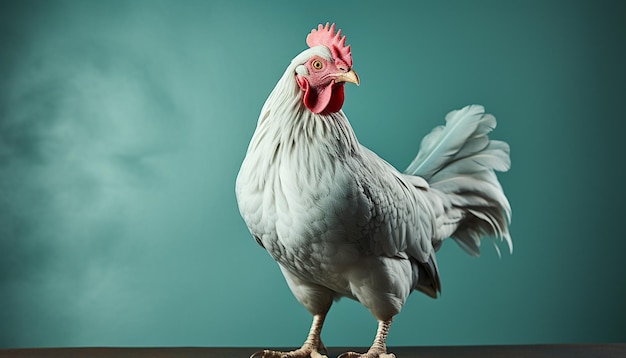 Free Photo majestic rooster standing in a farm looking at camera generated by artificial intelligence