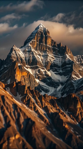 Free photo majestic snowcapped mountain peak against a dramatic sky