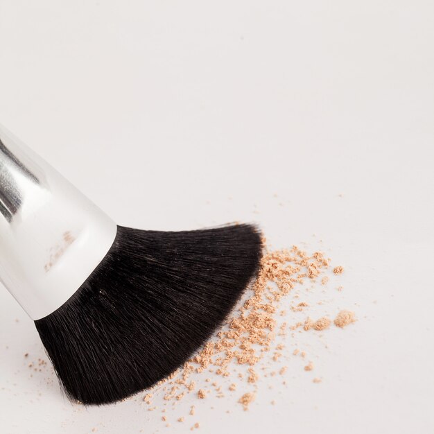 Makeup natural brush with beige powder