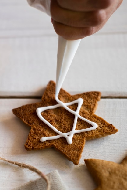 Making cookies traditional hanukkah jewish concept