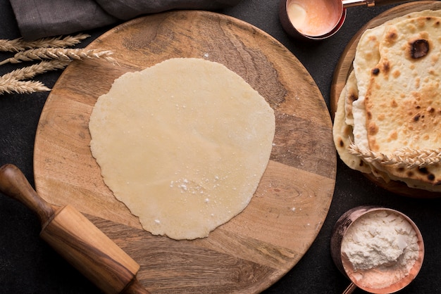 Making of roti ingredients assortment