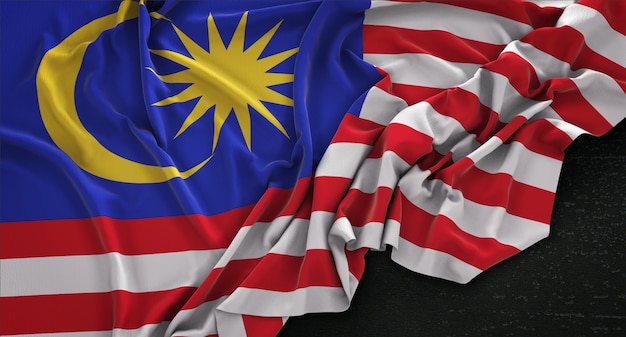 Free photo malaysia flag wrinkled on dark background 3d render