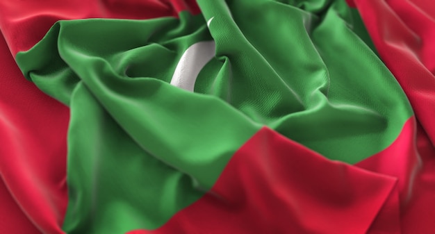 Free Photo maldives flag ruffled beautifully waving macro close-up shot