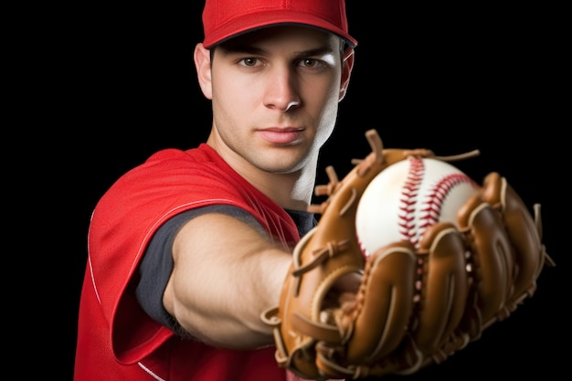 Free photo male baseball player holding ball