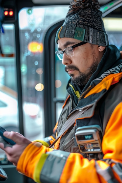 Free Photo male bus driver portrait