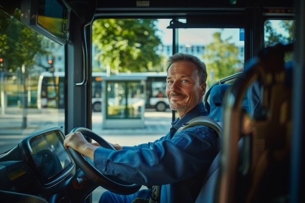 Male bus driver portrait