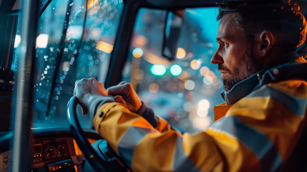 Free Photo male bus driver posing portrait