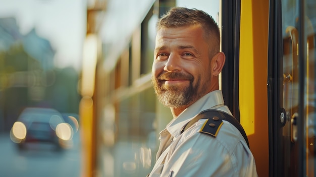 Free Photo male bus driver posing portrait