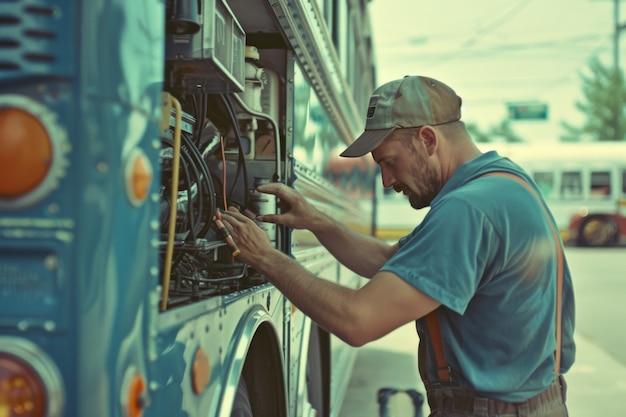 Free photo male bus driver posing portrait