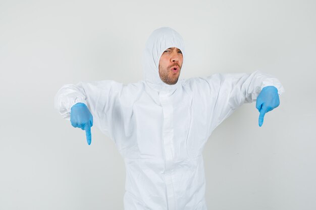 Male doctor in protective suit