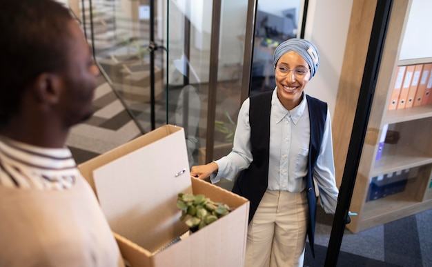 Male employee at his new office job