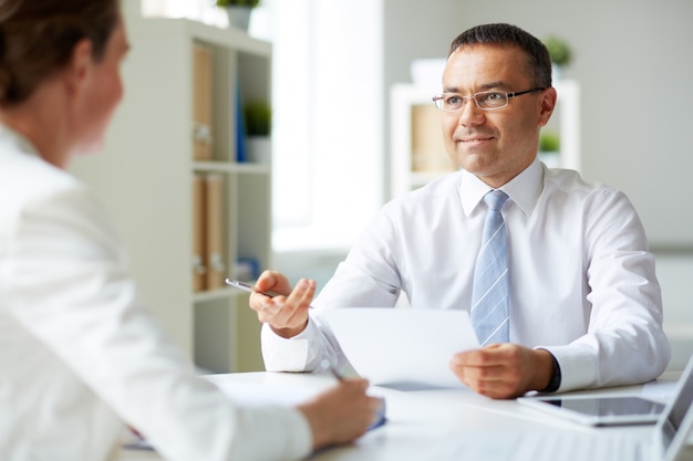 Male executive doing an interview