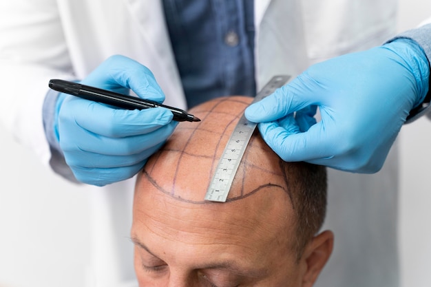 Free photo male going through a follicular unit extraction process