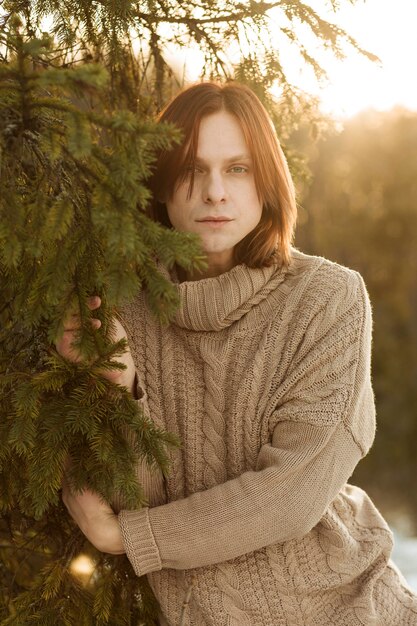 Male model posing outdoors