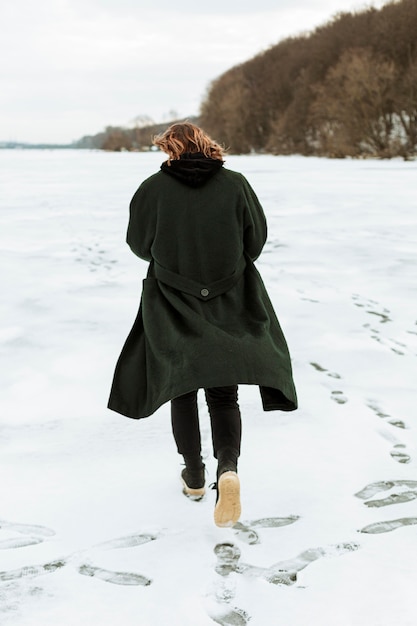 Male model posing in winter clothes