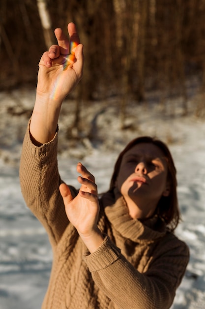 Male model posing in the winter