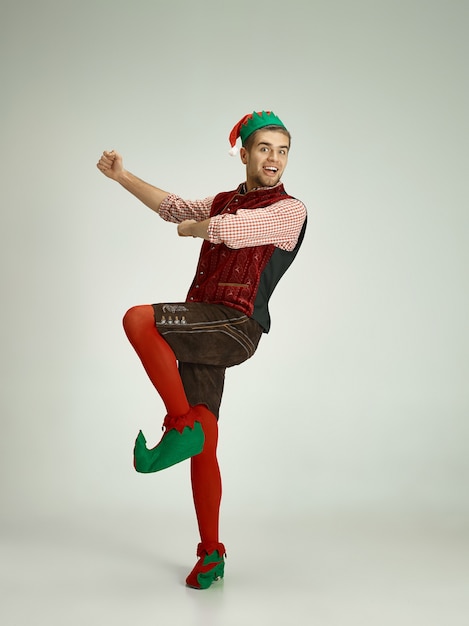 Male person with an elf costume.