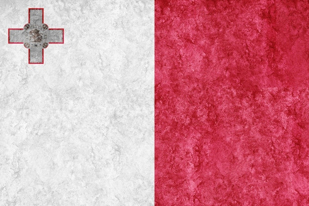 Free photo malta metallic flag, textured flag, grunge flag