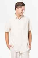 Free photo man in beige shirt and pants casual wear fashion