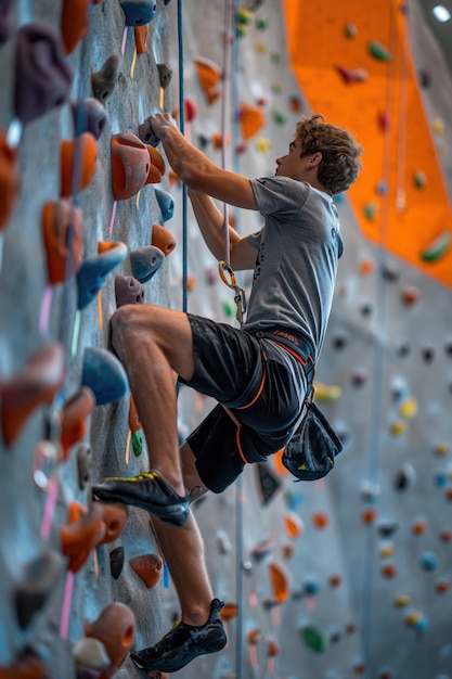 Free photo man at bouldering spot