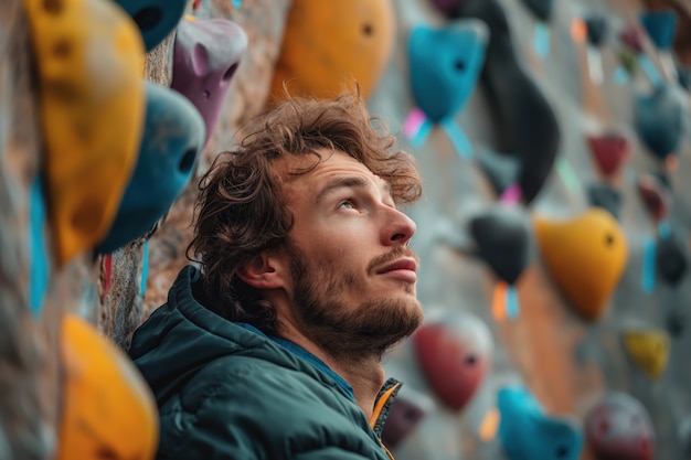 Free Photo man at bouldering spot