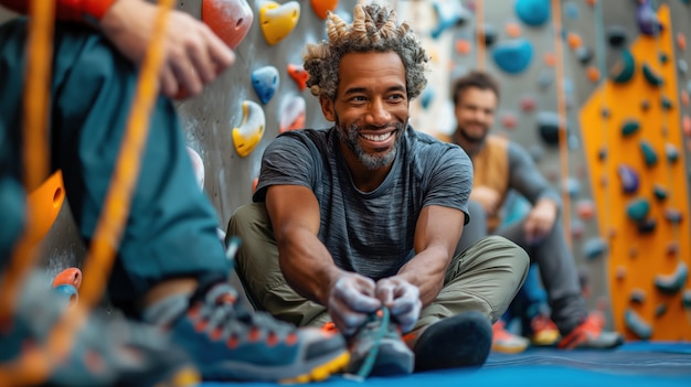 Man at bouldering spot