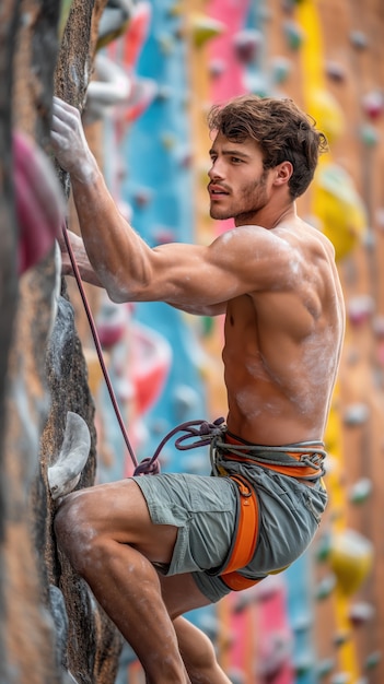 Man at bouldering spot