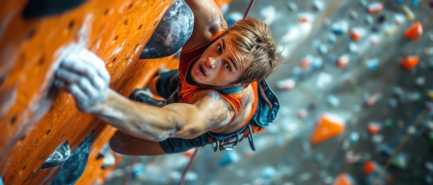 Free Photo man at bouldering spot