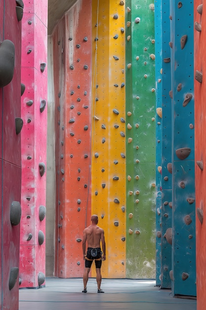 Free Photo man at bouldering spot