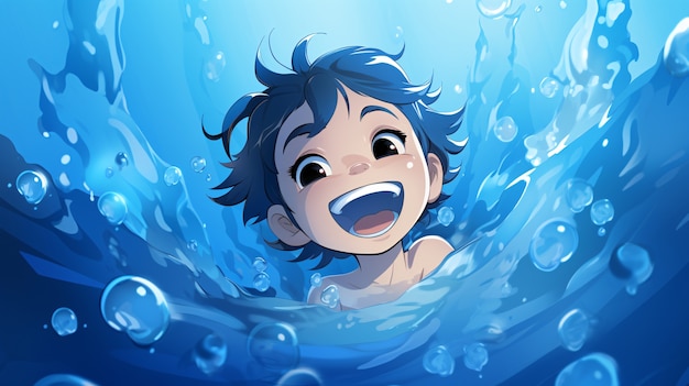 Man character underwater