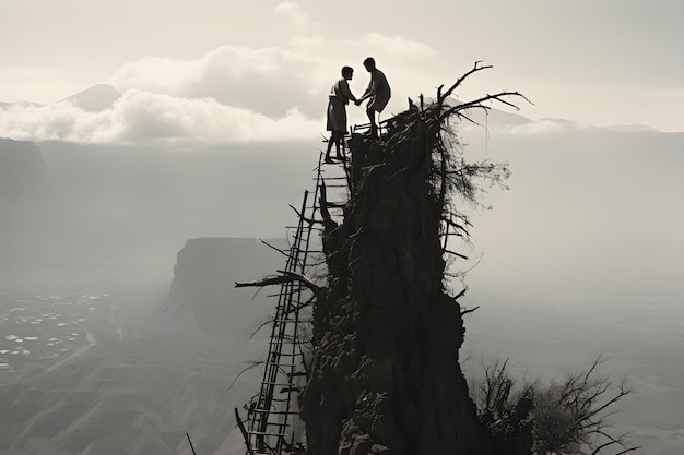 Free Photo man climbing background