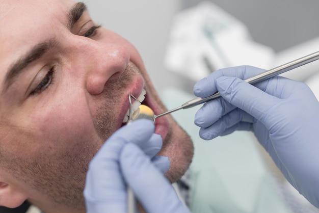 Man at dentist