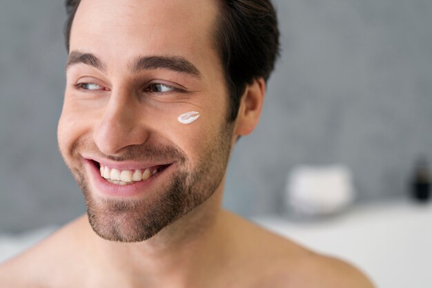 Man doing his self-care ritual