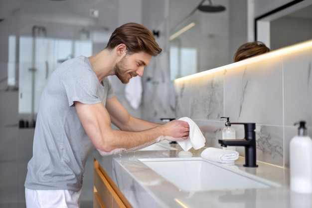 Man doing household tasks